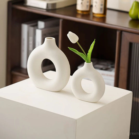 Pure Ceramic White Vase Decorative