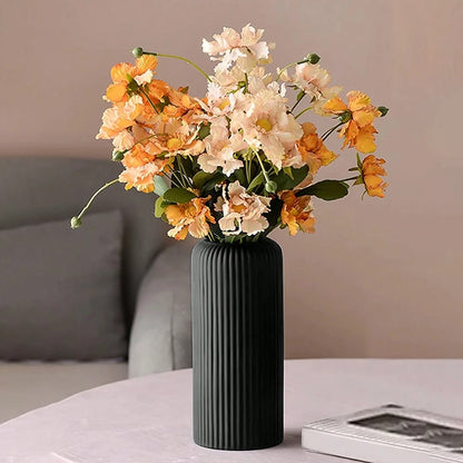 Striped Ceramic-Like Plastic Vase for Flowers