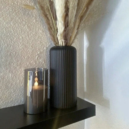 Striped Ceramic-Like Plastic Vase for Flowers