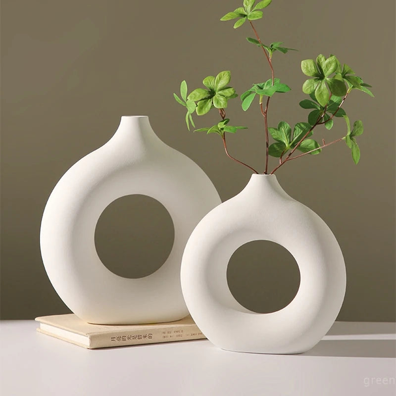 Pure Ceramic White Vase Decorative